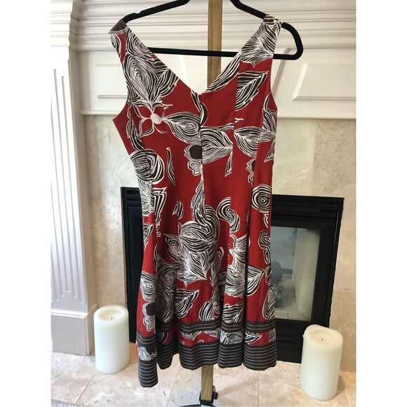 Nine West Women’s Red and Brown Floral Design  Tank Dress Size 8 - Picture 3 of 8